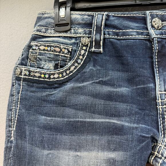 Miss Me Jeans Women's 27x31 Blue Signature Skinny Mystic Embellished Preppy - Picture 4 of 12